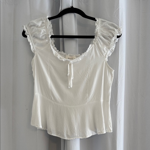 URBAN Romantics Tops - White Ruffle Peplum Sleeveless Blouse Cottagecore Top Romantic Small